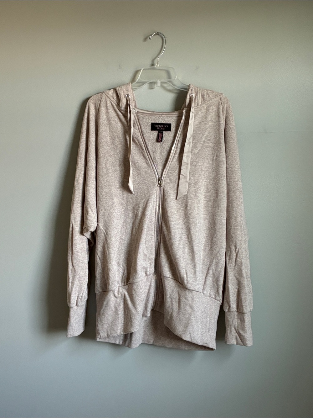 Victoria's Secret Zip-Up Hoodie in Light Taupe